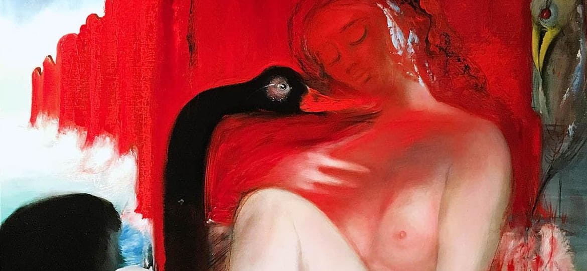 Дитер Вайденбах - Леда и черный лебедь, 1979 (ДВП, масло, 120х100 см)